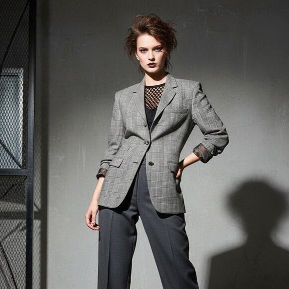 Jean Paul Gaultier Classique Paris Blazer jacket Grey glen plaid wool sz 10 - Picture 1 of 13